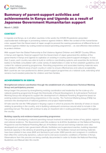 IMAGE - Summary of parent-support activities and achievements in Kenya and Uganda
